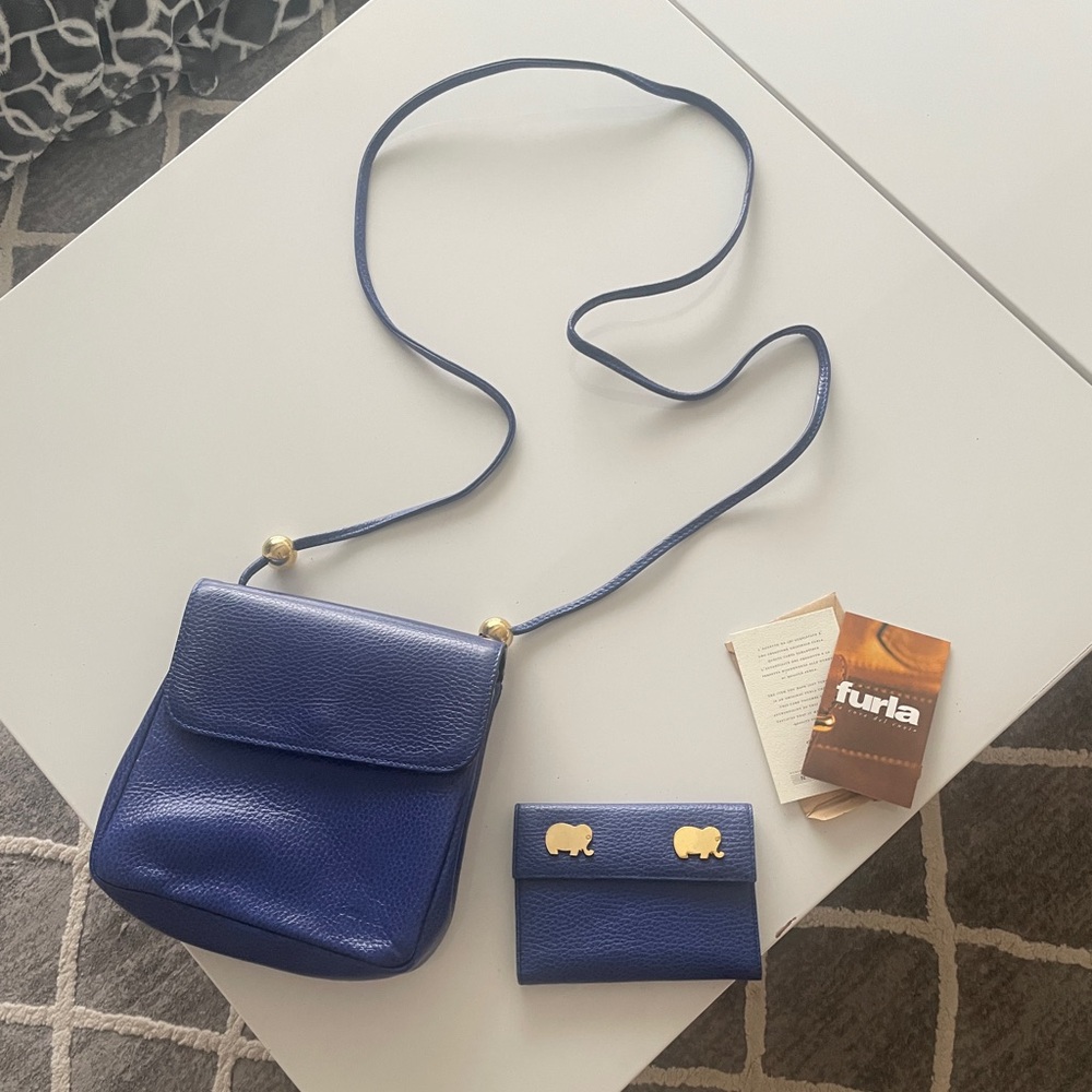 Vintage Furla Leather Crossbody and Wallet set